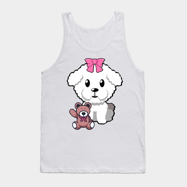 Funny Furry dog is holding a teddy bear Tank Top by Pet Station